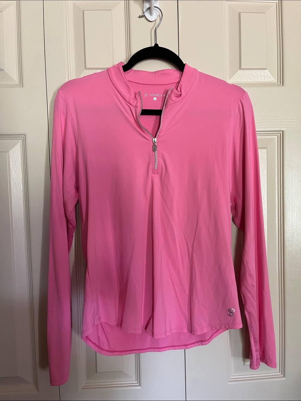 Pink Long-Sleeve Quarter-Zip Active Top